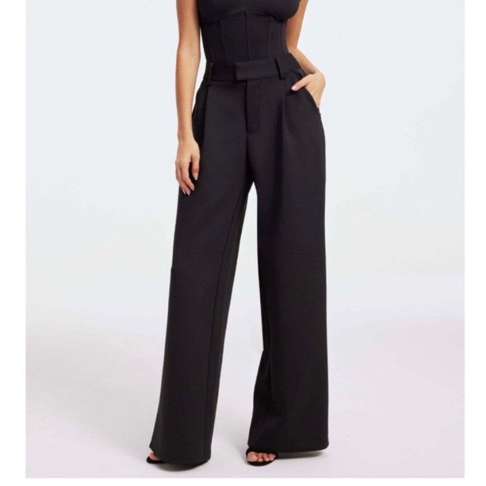 NWT Good American Column Scuba Pants Black Size 4